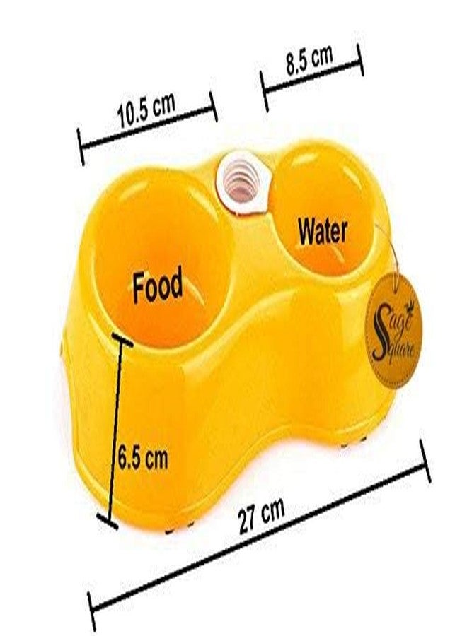 سايج سكوير وعاء طعام وماء مربع من سيج، 2 في 1، مانع للانزلاق، للاستخدام اليومي، سهل التنظيف، للكلاب/القطط/الجراء/القطط الصغيرة والحيوانات الأليفة الأخرى (أصفر) - Image 3